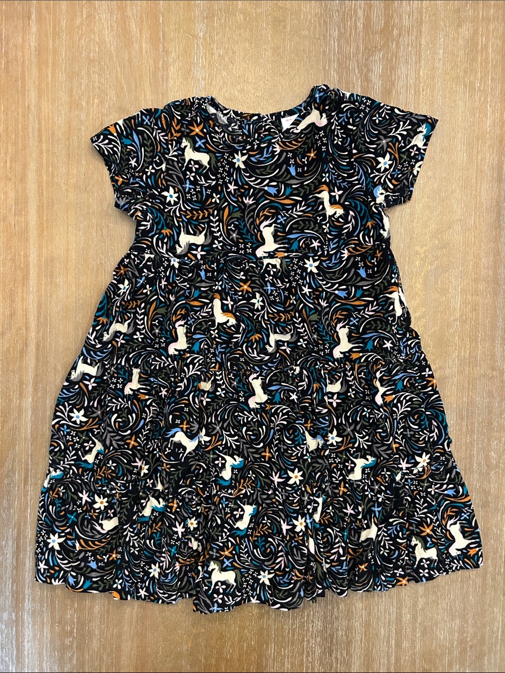 Hanna Andersson Black Unicorn & Floral Tiered Dress
